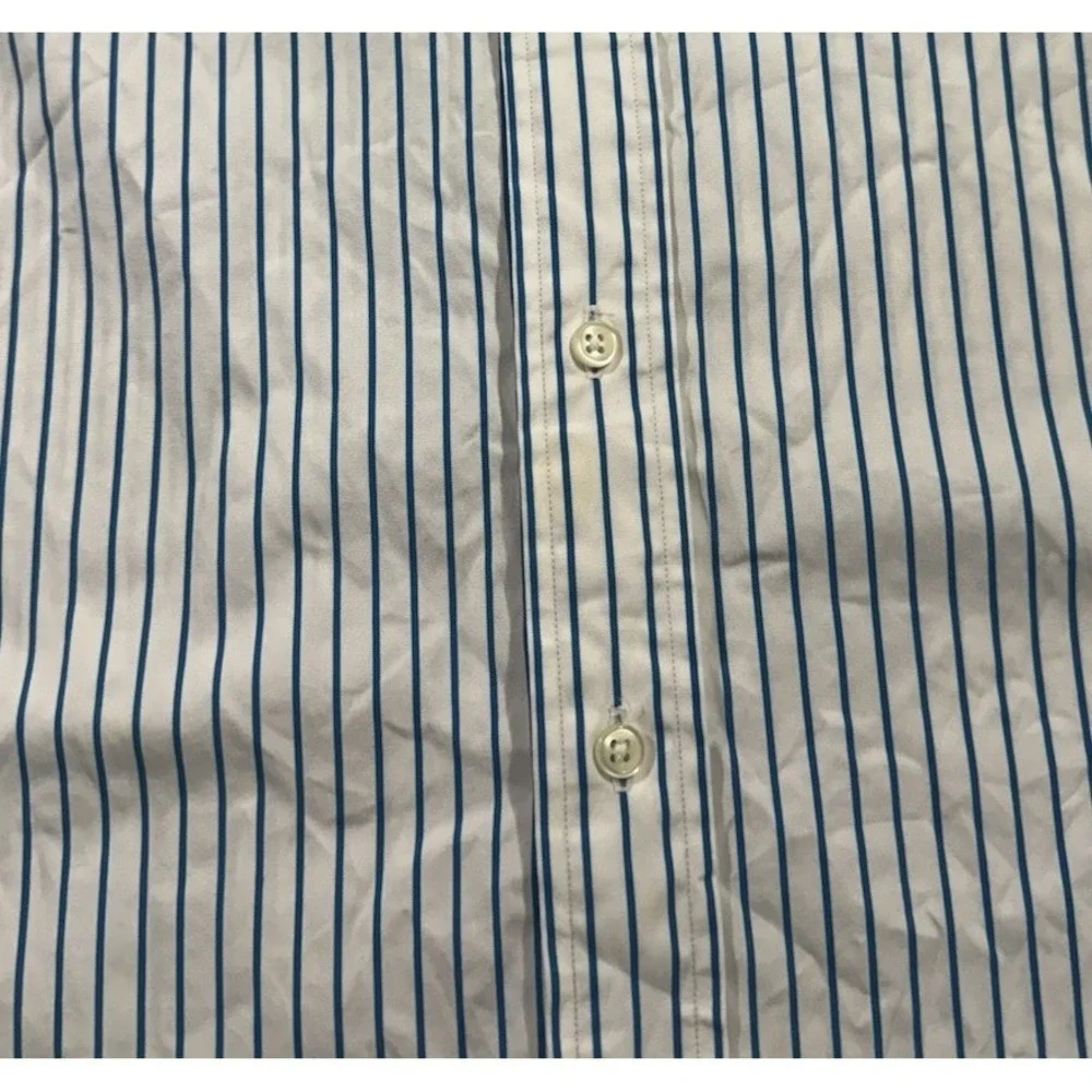 Ralph Lauren‎ Oxford Shirt Mens XL White Blue Stripes Classic Fit Button Down